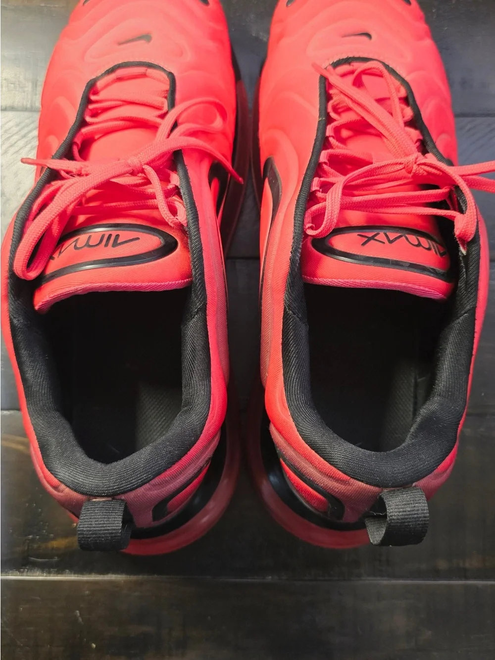 Nike Air Max 720 Red and Black Athletic Sneakers